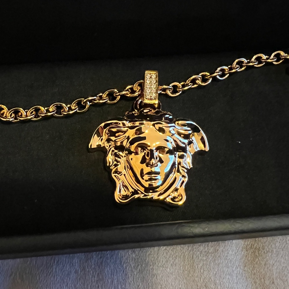Versace Gold Crystal La Medusa Necklace